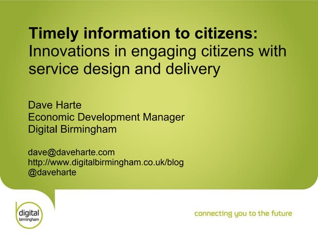 timely information to citizens: innovations in engaging citizens with service...