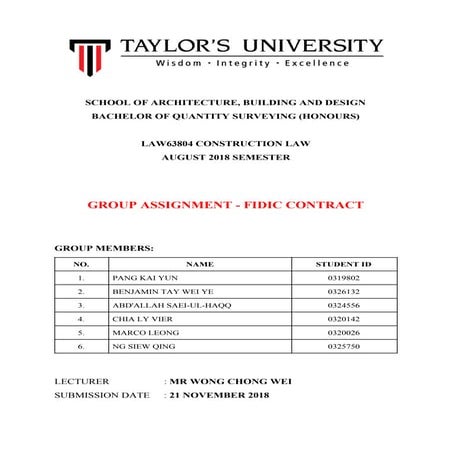 Assignment - FIDIC Contract