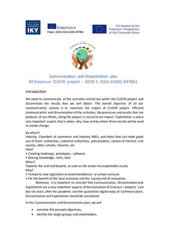 Erasmus+ Cliche Dissemination Plan