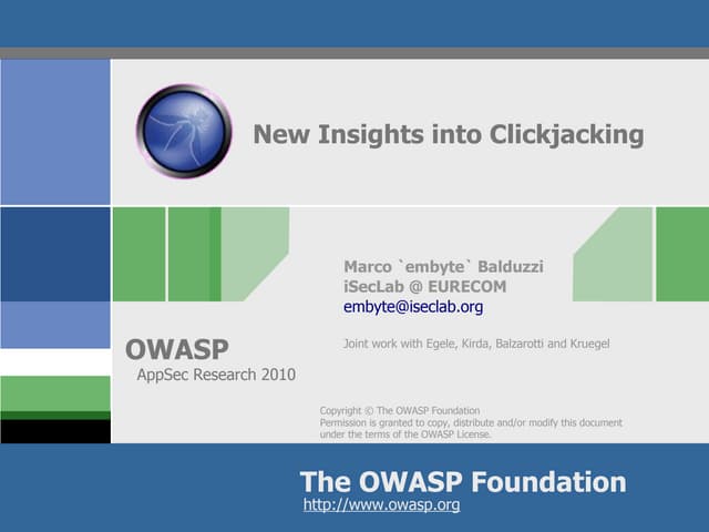 New Insights into Clickjacking