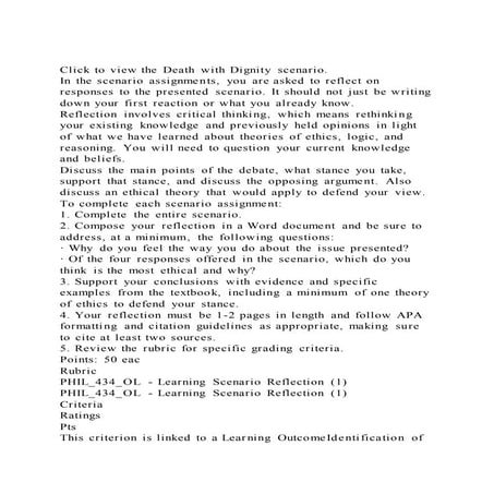 Click to view the Death with Dignity scenario.In the scenario as