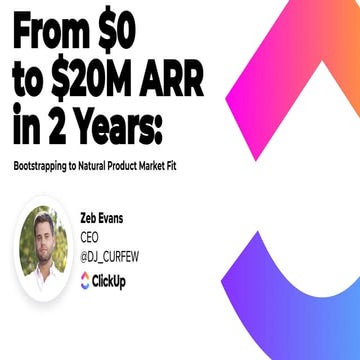 Zeb Evans, ClickUp. From $0 to $20M ARR in 2 Years: Bootstrapping to Natural ...