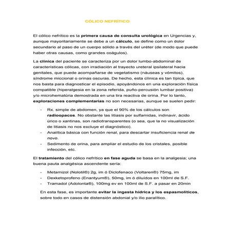 Cólico nefrítico en Urgencias