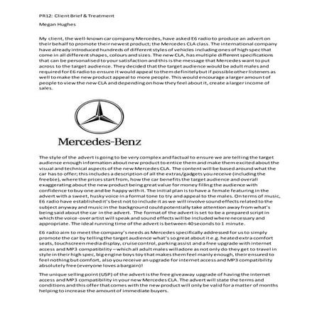 Client brief and treatment