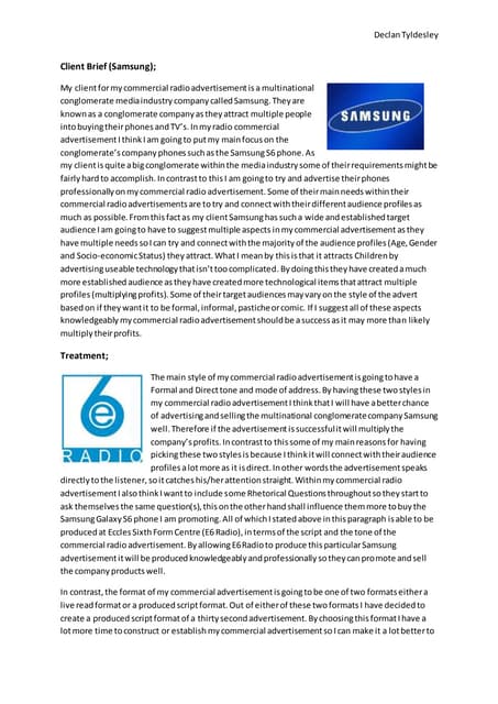 Client Brief and Treatment (Samsung)
