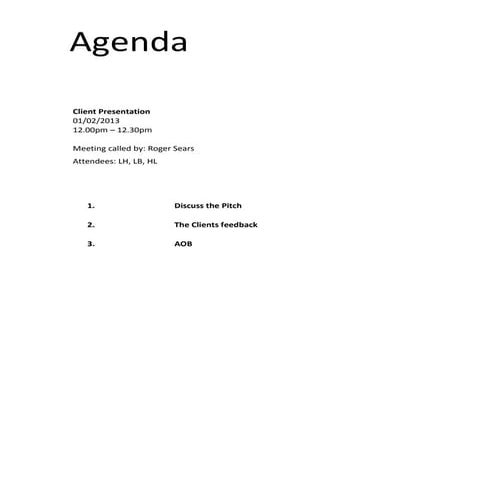 Client pitch   agenda