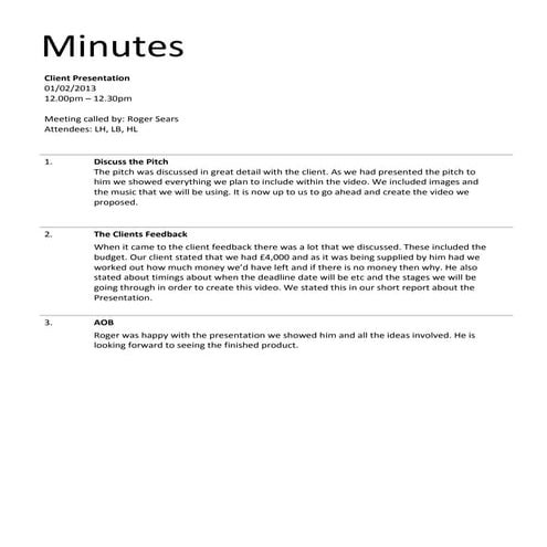 Client pitch   minutes