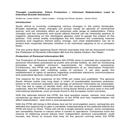 Thought Leadership: Client Protection – Informed Stakeholders Lead to Informed Growth Decisions