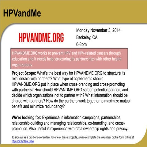 Solutions Lab: November 3, 2014 HPVandMe