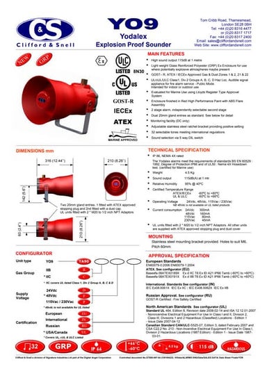 Clifford & Snell - Yodalex YO9 - Hazardous Area (ATEX) Sounder