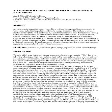 AN EXPERIMENTAL CLASSIFICATION OF THE ENCAPSULATED WATER SUPERCOOLING