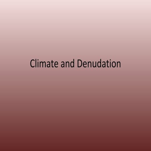 Climate And Denudation