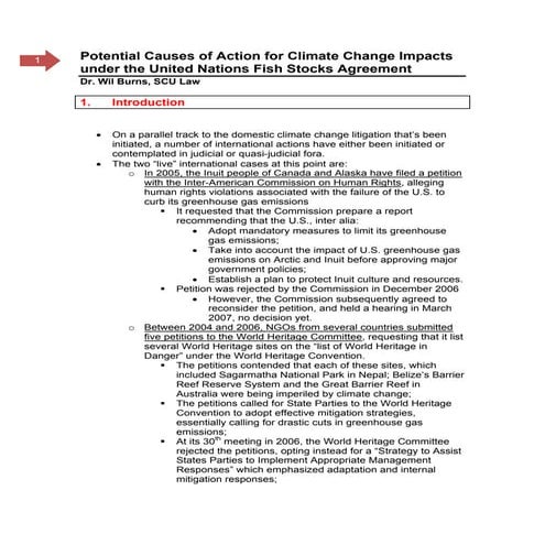 Potential Climate Change Litigation under the United Nations Fish Stocks Agre...