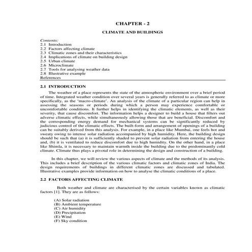 Climate and buildings   