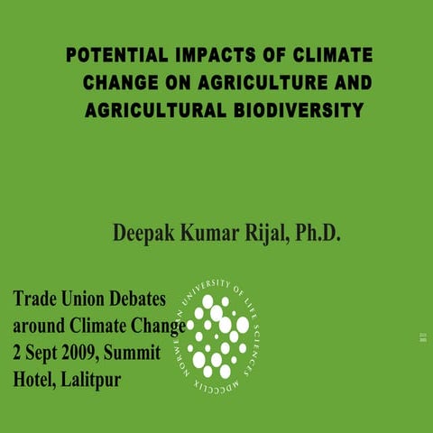 Impact of climate change on agriculture & allied sectors | PPTX