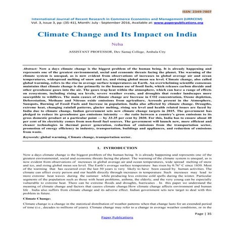 CLIMATE CHANGE AND its IMPACT ON INDIA