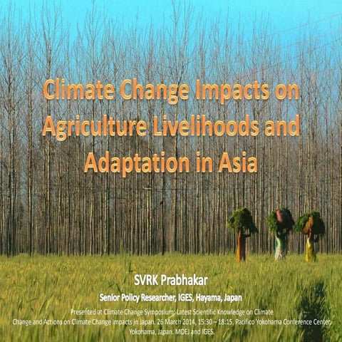 Climate change adaptation and livelihoods in Asia