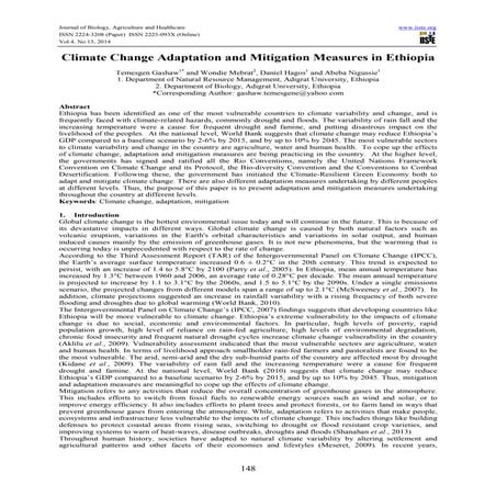 Climate change adaptation and mitigation measures in ethiopia