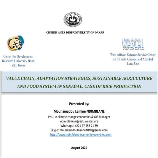 CHAÎNE DE VALEUR, STRATÉGIES D'ADAPTATION, AGRICULTURE DURABLE ET SYSTÈME ALI...