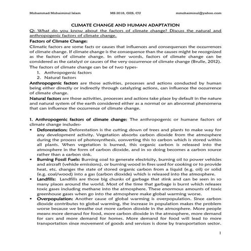 Climate Change and Human Adaptation