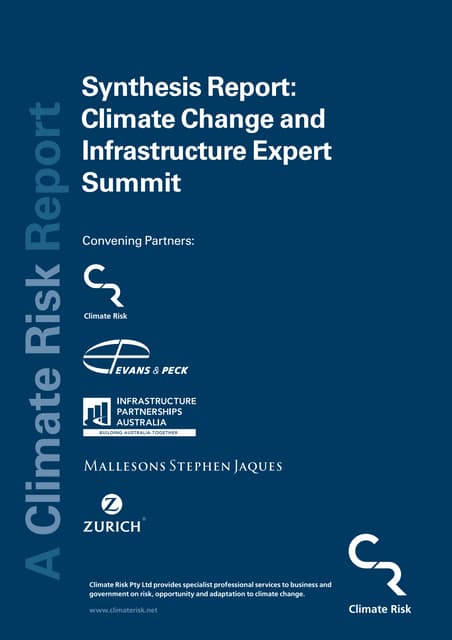 Climate Change and Infrastructure Summit Synthesis Report