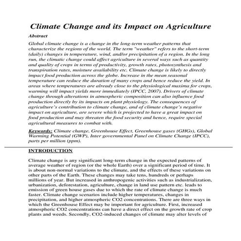 Climate change and its impact on agriculture