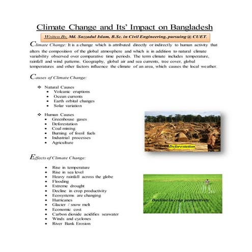 Climate change and its impact on bangladesh | PDF