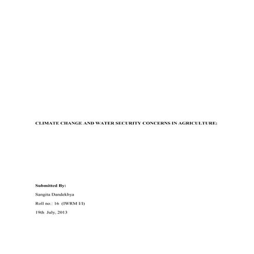 Climate change and water security concern in agriculture | DOCX