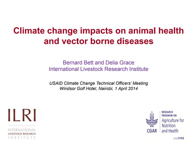 Climate change impacts on animal health and vector borne diseases