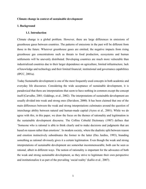 Climate change in context of sustainable development