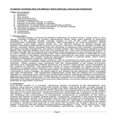 Climate change; its effects on pakistan