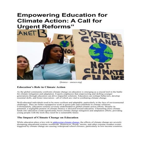 Education's Critical Role in Combating Climate Change | PDF