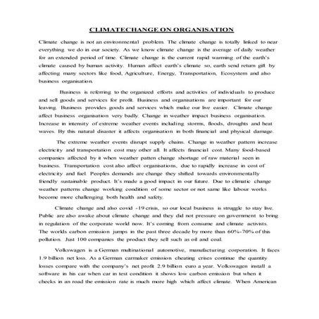 Climate change  impact on organization 