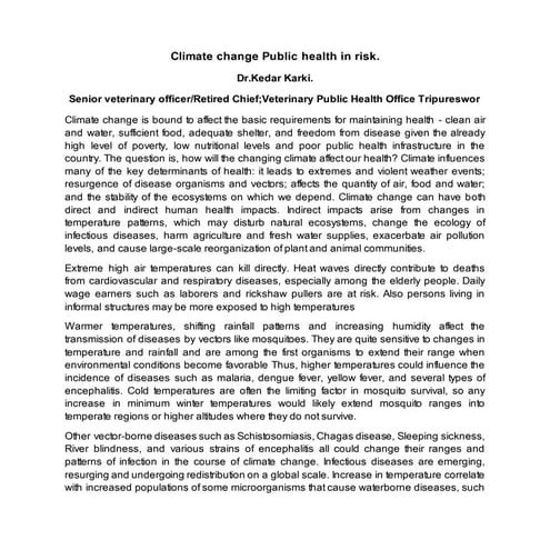 Climate change publc health in risk