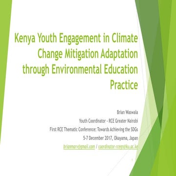 Kenya Youth Engagement in Climate Change Mitigation Adaptation Through ...
