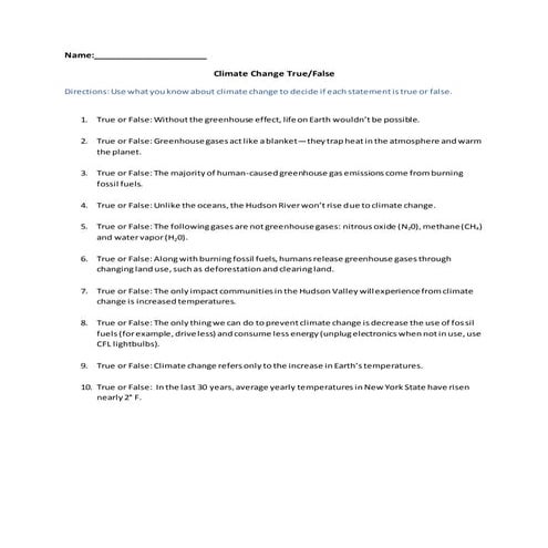 Climate change true false