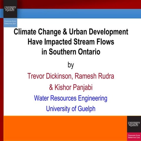 Climate Change & Urban Development Have Impacted Streamflows in Southern Ontario