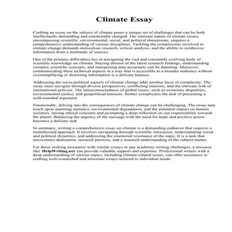 Climate Essay. Slippery Rock University of Pennsylvania