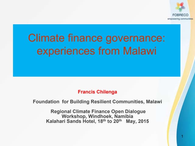 Climate finance governance malawi