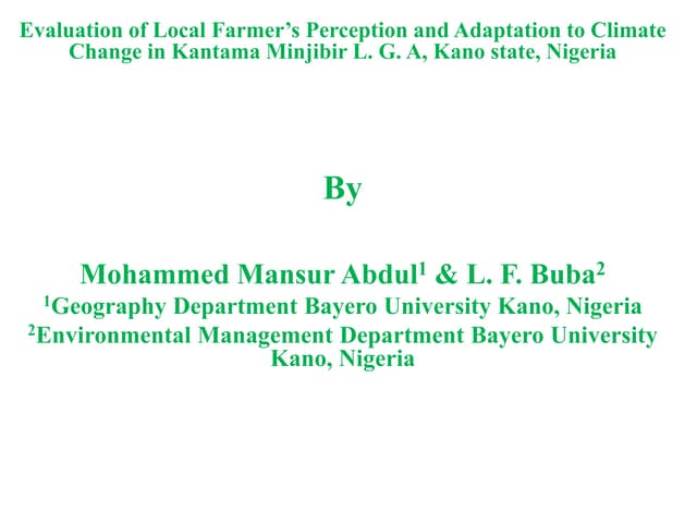 Evaluation farmers perception on climate variability