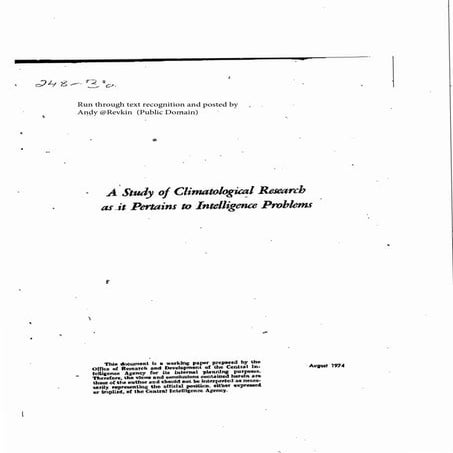 A 1974 CIA Study of Climate Disruption Saw Cooling, Omitted CO2 