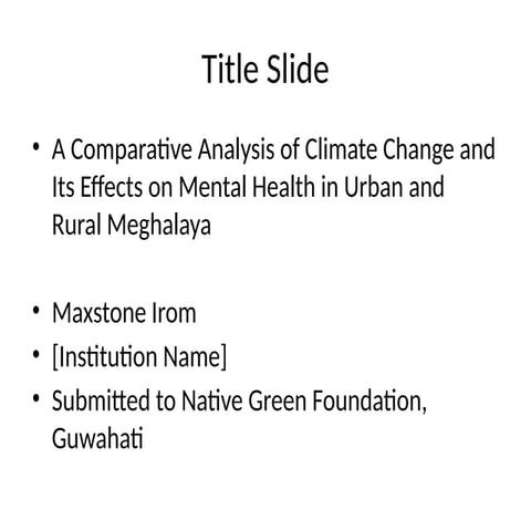 Comparative Study of Climate Change Effects on Mental Health in Urban ...