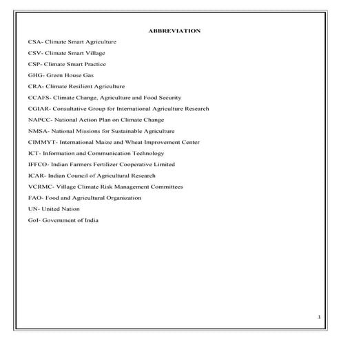 Climate smart agriculture