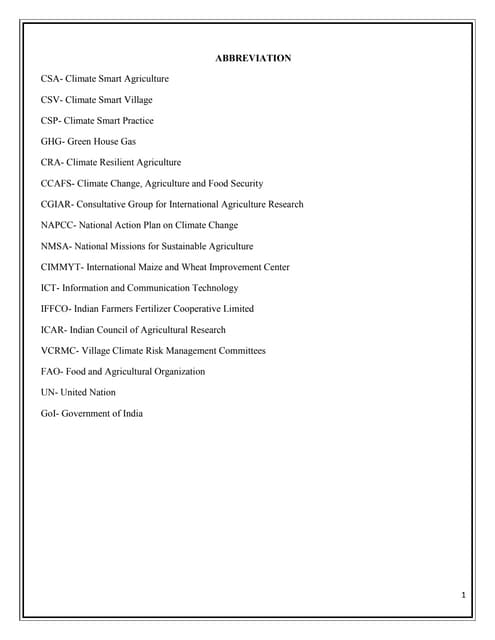 Climate smart agriculture