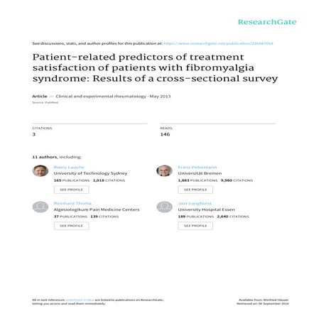 Clin exp rheumatol 2013 patient satisfaction fms 