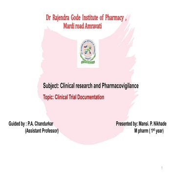 clinial trail documentation ppt M pharm pharmacology