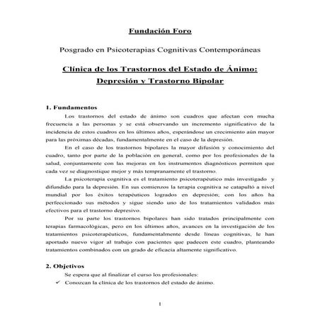 Clinica de los tratornos del estado de animo de depresion y trastorno bipolar