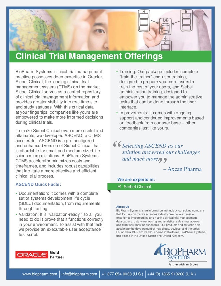 BioPharm Systems' Clinical Trial Management Software Offerings