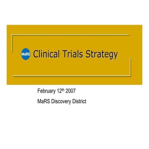 Clinical Trials Strategy: The Clinical Development Plan