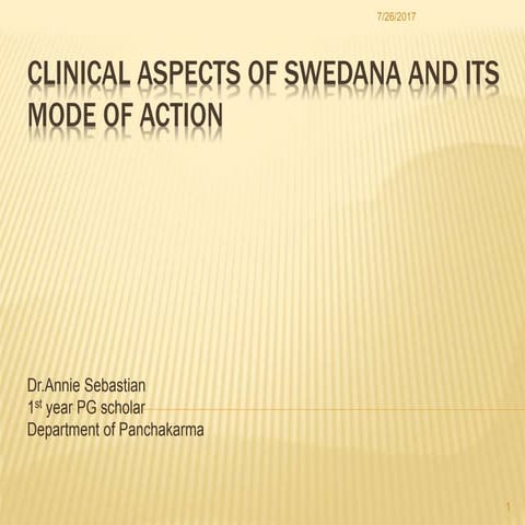 Clinical aspects of Swedana and its mode of action